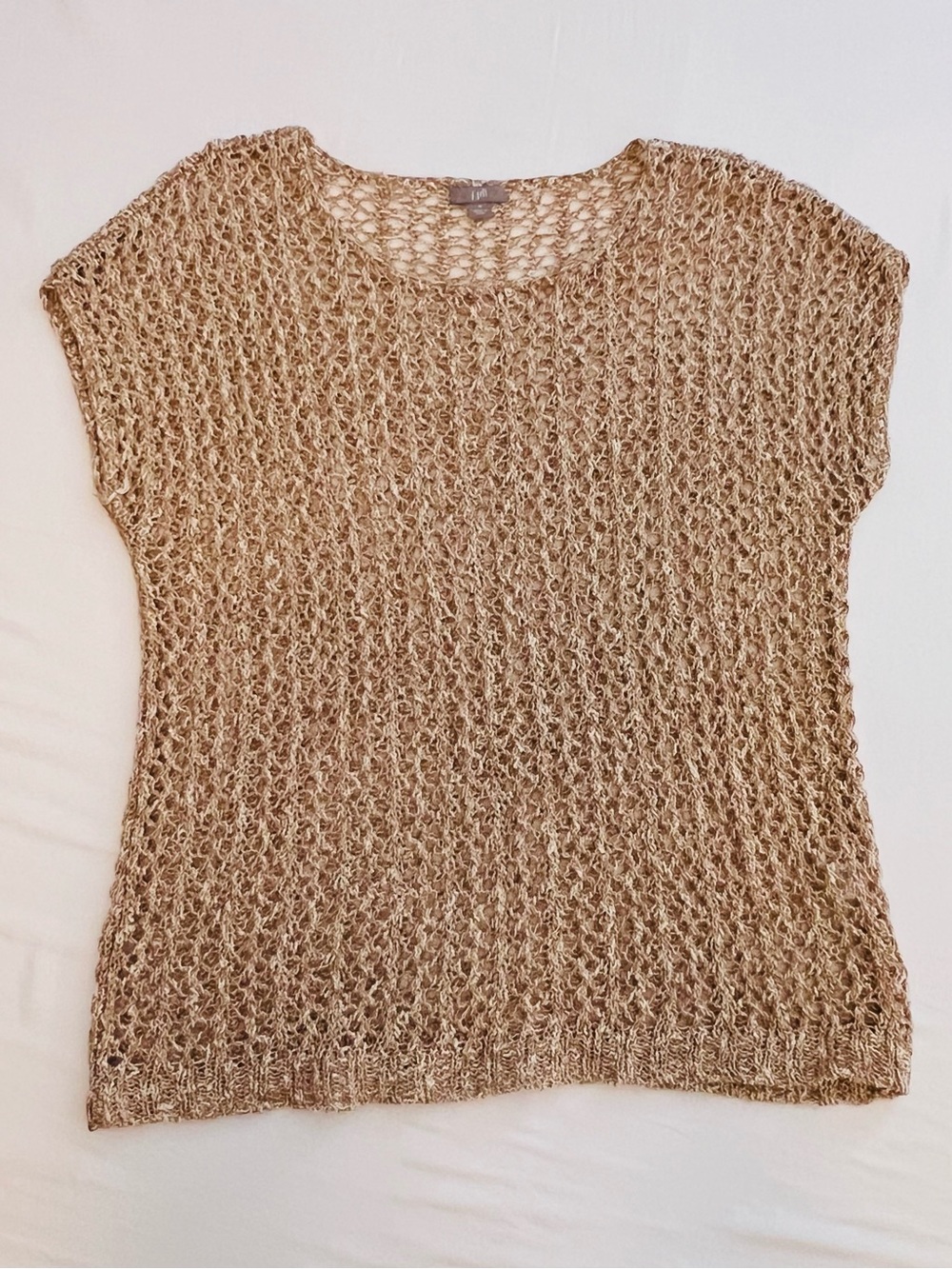 JJill Lightweight Lagenlook Boho Open-Knit Linen Blend Drape Sleeve Sweater Med